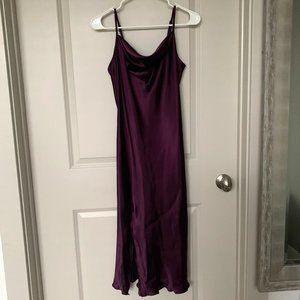 Bebe Purple Satin Cowl Neck Slip Midi Dress Small